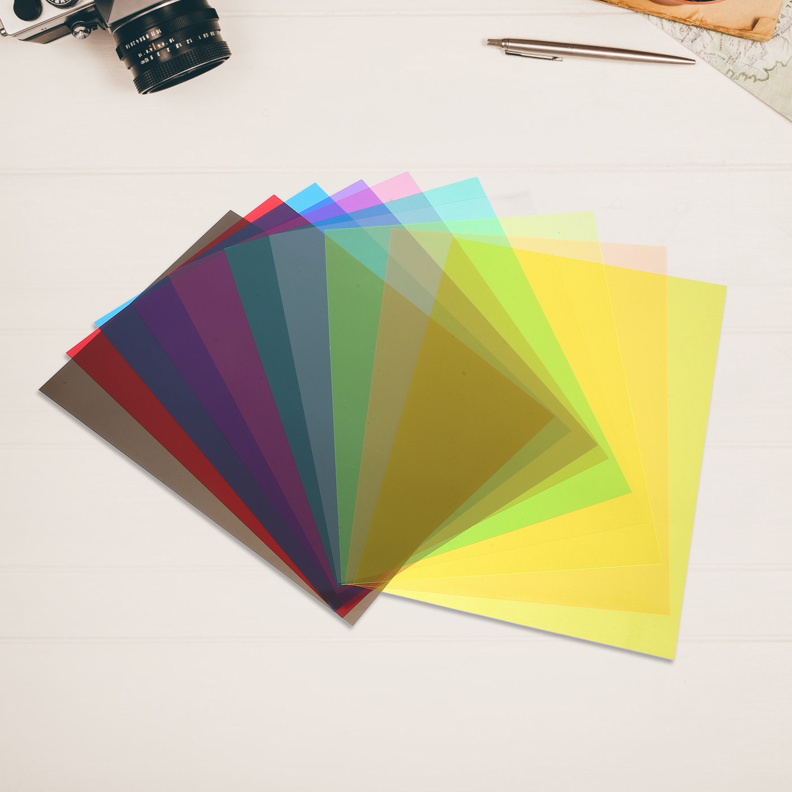 10Pcs Colored PVC Glass Paper  - Lighting Glass Photography บทวิจารณ์และราคา